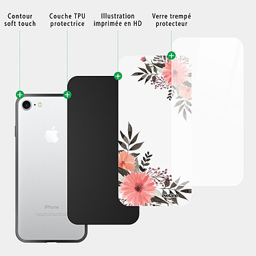 Acheter Evetane Coque iPhone 7/8/ iPhone SE 2020/ 2022 Coque Soft Touch Glossy Fleurs roses Design