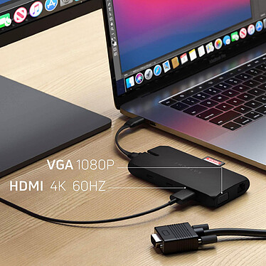Avis Satechi Hub USB-C vers HDMI 4K, VGA, Ethernet, 2 USB + 2 USB-C, Lecteur carte Noir
