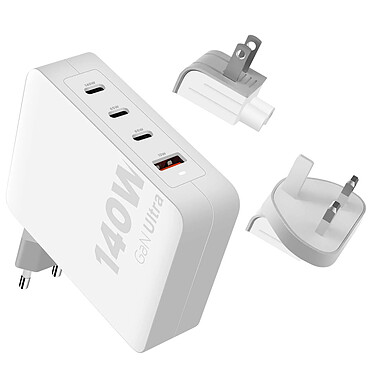 Xtorm Chargeur Secteur de Voyage GaN Ultra 140W 3x USB C et 1x USB Blanc