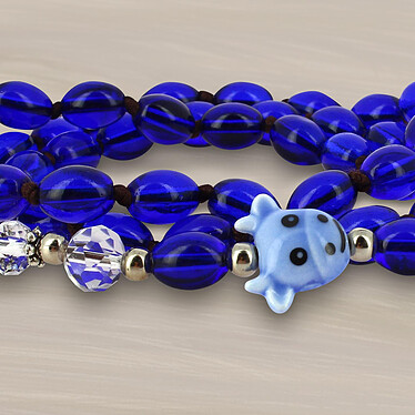 Avis Avizar Bijou de Téléphone Bracelet à Perles bleu foncé Collection Audacious