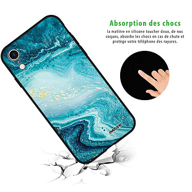 Avis Evetane Coque iPhone Xr Silicone Liquide Douce noir Bleu Nacré Marbre