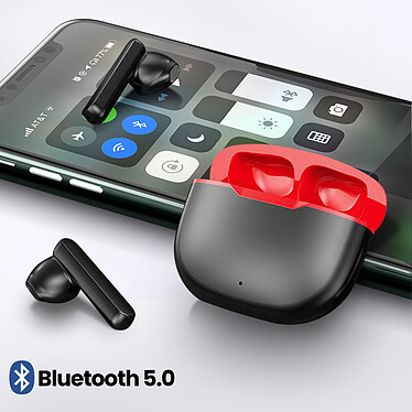 Avis Avizar Écouteurs Sans-fil Bluetooth 5.0 Boitier Charge 15H Étanches IPX5 Noir et rouge