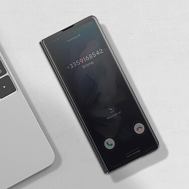 Avizar Coque pour Samsung Z Fold 3 Clapet Translucide Design Miroir Support Vidéo Noir pas cher