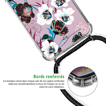Acheter LaCoqueFrançaise Coque cordon Samsung Galaxy S20 Dessin Fleurs parme