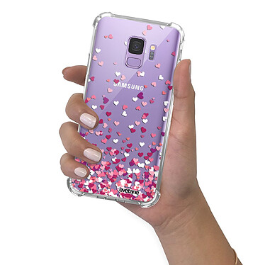 Evetane Coque Samsung Galaxy S9 anti-choc souple angles renforcés transparente Motif Confettis De Coeur pas cher