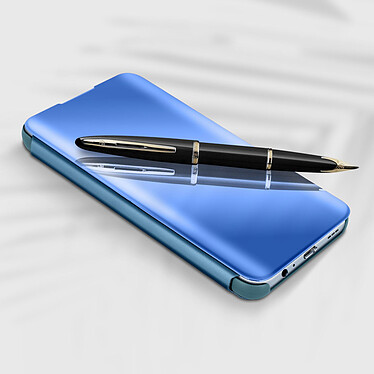 Avis Avizar Housse Xiaomi Redmi Note 10 et Note 10s Clapet translucide Miroir Support Bleu