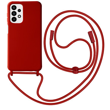 Avizar Coque Cordon pour Samsung Galaxy A23 5G et M23 5G Semi-rigide Lanière Tour du Cou 80cm  rouge