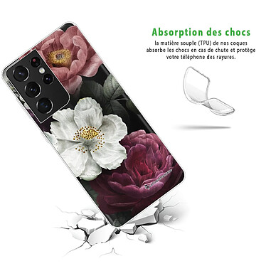 Avis LaCoqueFrançaise Coque Samsung Galaxy S21 Ultra 5G silicone transparente Motif Fleurs roses ultra resistant