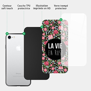 Acheter Evetane Coque iPhone 7/8/ iPhone SE 2020/ 2022 Coque Soft Touch Glossy La Vie en Rose Design