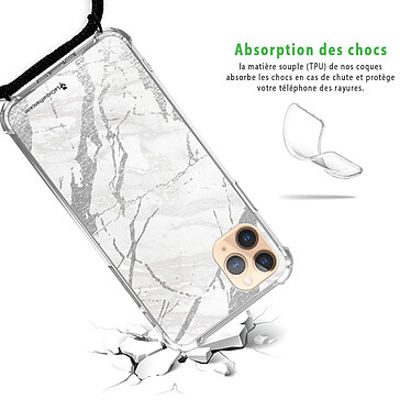 Avis LaCoqueFrançaise Coque cordon iPhone 11 Pro noir Dessin Marbre gris