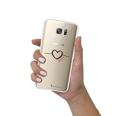 LaCoqueFrançaise Coque Samsung Galaxy S7 360 intégrale transparente Motif Coeur Noir Amour Tendance pas cher