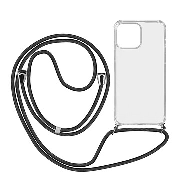 Avizar Coque Cordon Transparente iPhone 13 Lanière Amovible noir