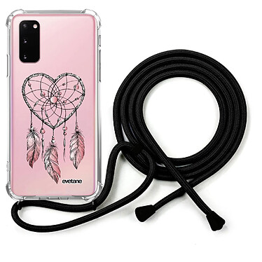 Evetane Coque cordon Samsung Galaxy S20 Dessin Attrape coeur