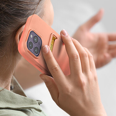 Avis Avizar Coque pour iPhone 14 Pro Silicone Souple Porte-carte Fine Légère  rose