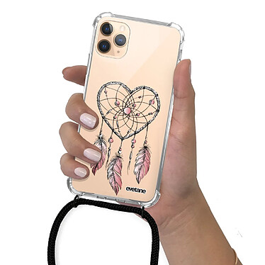 Evetane Coque cordon iPhone 11 Pro noir Dessin Attrape coeur pas cher