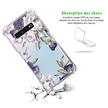 Avis LaCoqueFrançaise Coque Samsung Galaxy S10 anti-choc souple angles renforcés transparente Motif Pivoines Violettes