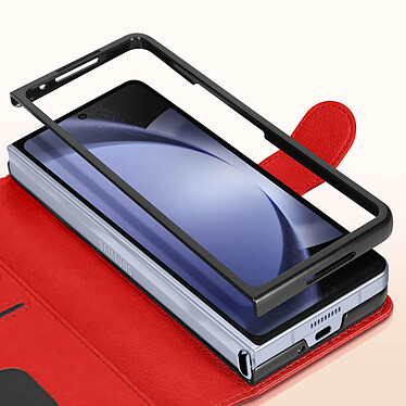 Avis Avizar Étui pour Galaxy Z Fold 5 Portefeuille Languette Aimantée Chesterfield Rouge