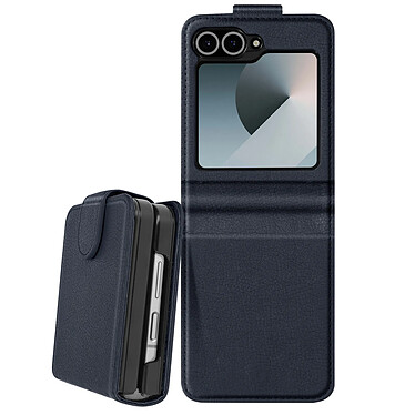 Acheter Avizar Coque pour Samsung Z Flip 6 Cuir Vegan Pliable Fermeture Magnétique Bleu Nuit