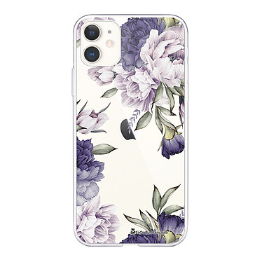 LaCoqueFrançaise Coque iPhone 11 silicone transparente Motif Pivoines Violettes ultra resistant