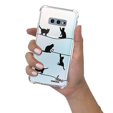 Evetane Coque Samsung Galaxy S10e anti-choc souple angles renforcés transparente Motif Chat Lignes pas cher