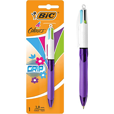 BIC Stylo 4 Colours GRIP FASHION Pointe Moyenne Encre Fantaisie