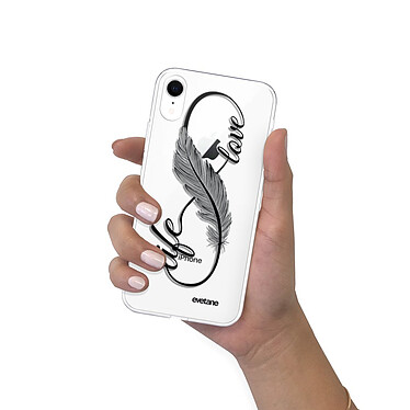 Evetane Coque iPhone Xr silicone transparente Motif Love Life ultra resistant pas cher