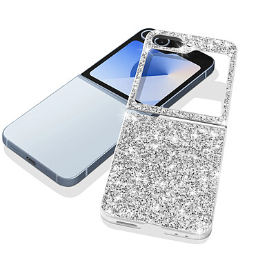 Avis Avizar Coque Paillette pour Samsung Z Flip 6 Dos Rigide Contour Souple Argent