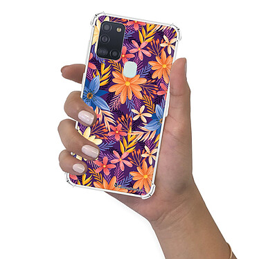 LaCoqueFrançaise Coque Samsung Galaxy A21S anti-choc souple angles renforcés transparente Motif Fleurs violettes et oranges pas cher