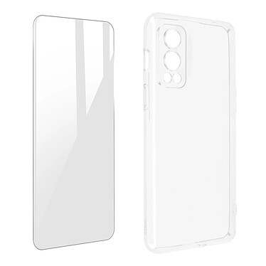 Avizar Coque OnePlus Nord 2 Silicone Souple Film Verre Trempé 9H Transparent