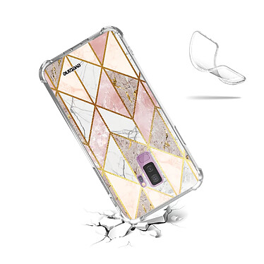 Acheter Evetane Coque Samsung Galaxy S9 Plus anti-choc souple angles renforcés transparente Motif Marbre Rose Losange