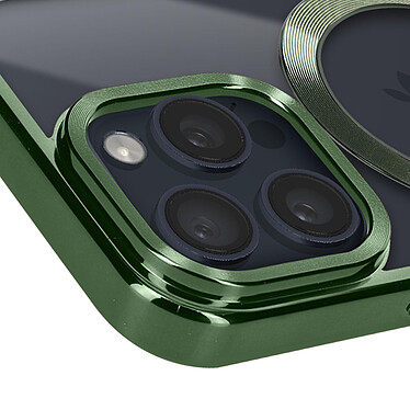 Avizar Coque MagSafe pour iPhone 15 Pro Silicone Protection Caméra  Contour Chromé Vert pas cher