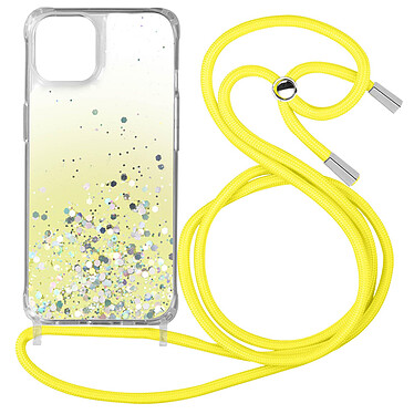 Avizar Coque iPhone 12 et 12 Pro Dos Pailleté Avec Lanière Amovible - Dégradé jaune