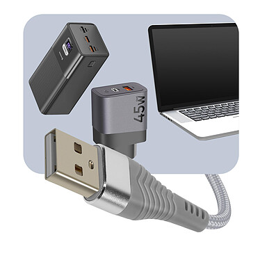 LinQ Câble 3 en 1 vers USB-C MicroUSB et Lightning 70 cm Nylon Tressé Argent pas cher