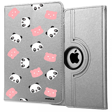 Evetane Etui iPad 2/3/4 rigide argent Tête de Panda