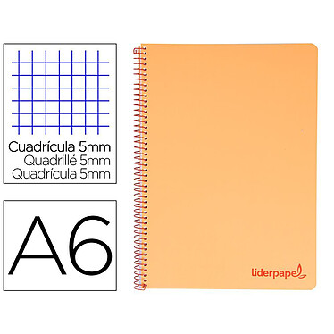 LIDERPAPEL Cahier spirale a6 micro wonder 240 pages 90g 5x5mm 4 bandes couleurs orange x 3