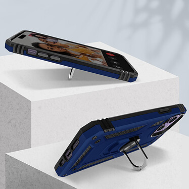 Acheter Avizar Coque pour iPhone 14 Pro Max Antichoc Bi-matière Bague Support Vidéo  bleu nuit