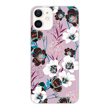 LaCoqueFrançaise Coque iPhone 12 mini silicone transparente Motif Fleurs parme ultra resistant