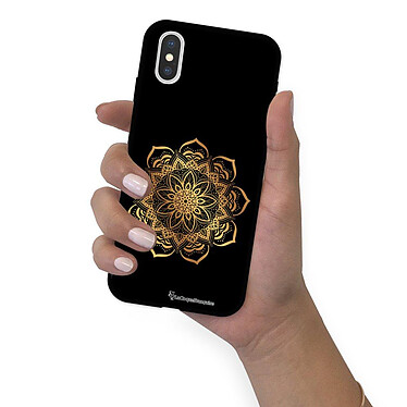 LaCoqueFrançaise Coque iPhone X/Xs Silicone Liquide Douce noir Mandala Or pas cher