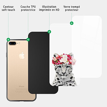 Acheter Evetane Coque iPhone 7 Plus/ 8 Plus Coque Soft Touch Glossy Leopard Couronne Design