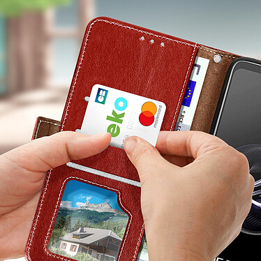 Acheter Avizar Housse pour Asus Rog Phone 7 Cuir Véritable Clapet Porte-carte Support Vidéo  Rouge