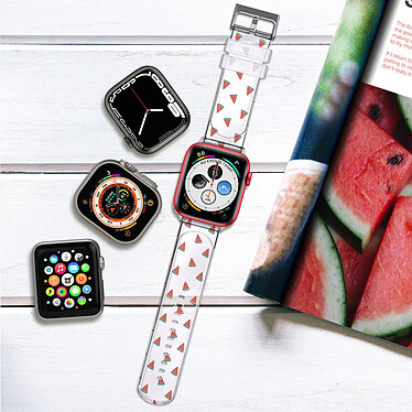Avizar Bracelet pour Apple Watch 41mm / 40mm / 38 mm Souple Transparent Motif Pastèque pas cher