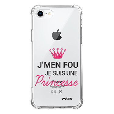 Evetane Coque iPhone 7/8/ iPhone SE 2020 anti-choc souple angles renforcés transparente Motif Je suis une princesse