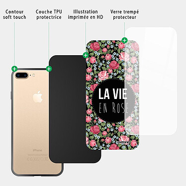 Acheter Evetane Coque iPhone 7 Plus/ 8 Plus Coque Soft Touch Glossy La Vie en Rose Design