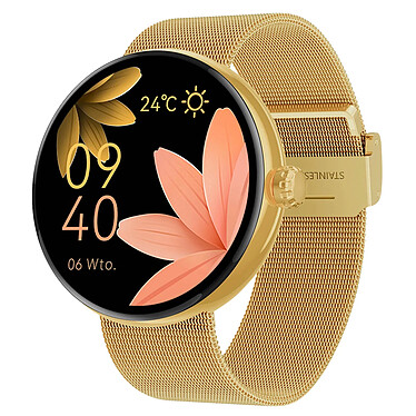 Forever Montre Connectée Femme Élégante Suivi Santé Appel Bluetooth Dorée