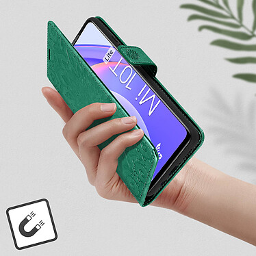 Avizar Étui pour Xiaomi Mi 10T Lite Portefeuille Support Vidéo Motif Mandala Fleur Vert pas cher