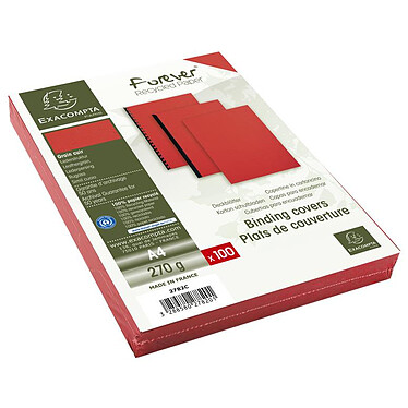 EXACOMPTA Paquet de 100 couvertures matière synthétique pour reliure A4 Rouge EVER x 4