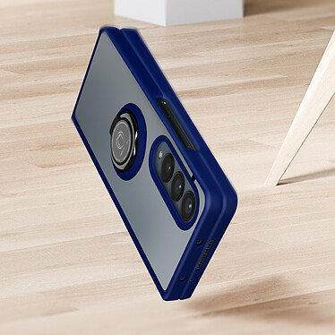 Acheter Avizar Coque pour Samsung Galaxy Z Fold 4 Bi-matière Bague Métallique Support Vidéo  Bleu