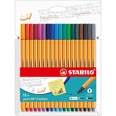 STABILO 18 stylos-feutres pointe fine point 88 coloris intenses