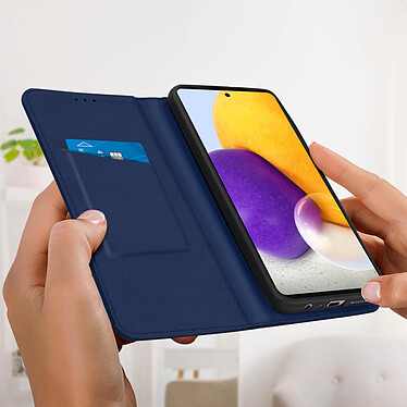 Acheter Avizar Étui Samsung Galaxy A72 Porte-carte Support Vidéo Cuir Véritable Bleu nuit