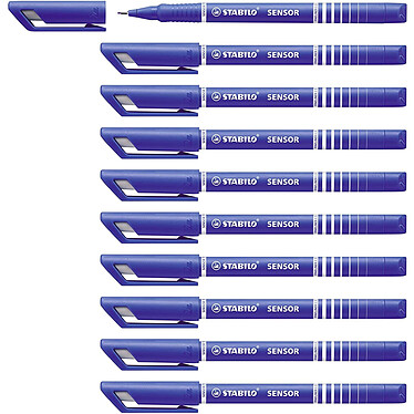 STABILO stylo feutre Fineliner Sensor pointe fine bleu x 10
